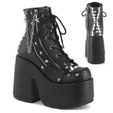 Demonia Camel 208 Black Vegan Leather Women'S Ankle Boots